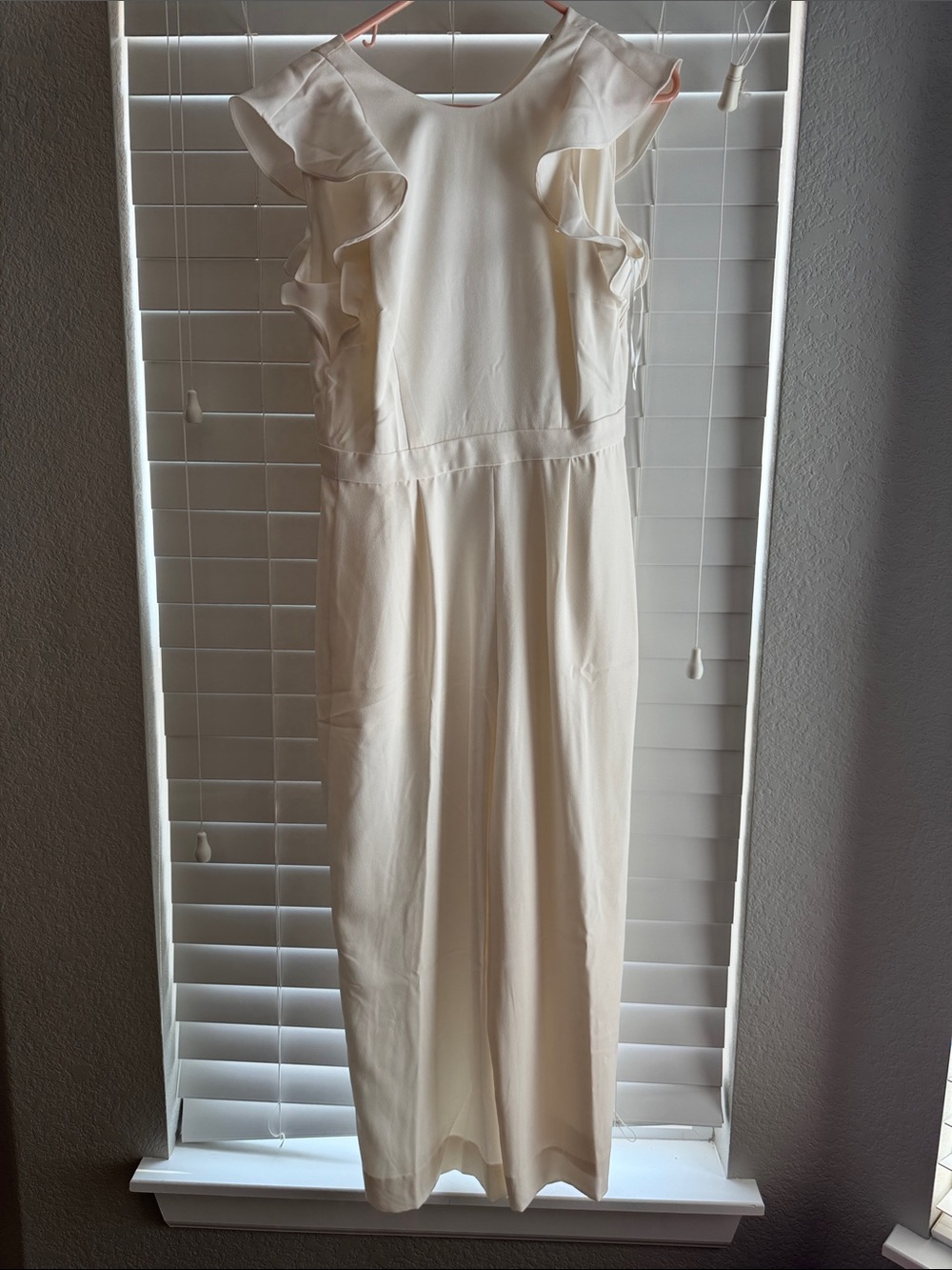 J. Crew Cream Ruffle Sleeve Jumpsuit